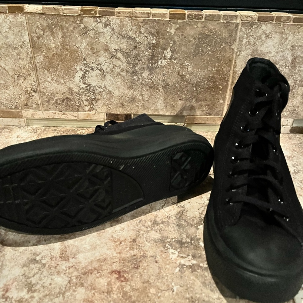 Converse All Star Platform All-Black Canvas Sneakers . Women’s Size 10. - Picture 5 of 8